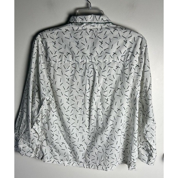 Lake Sz Small White & Green Squiggles Button Up Collared Pyjama Top - Picture 2 of 7